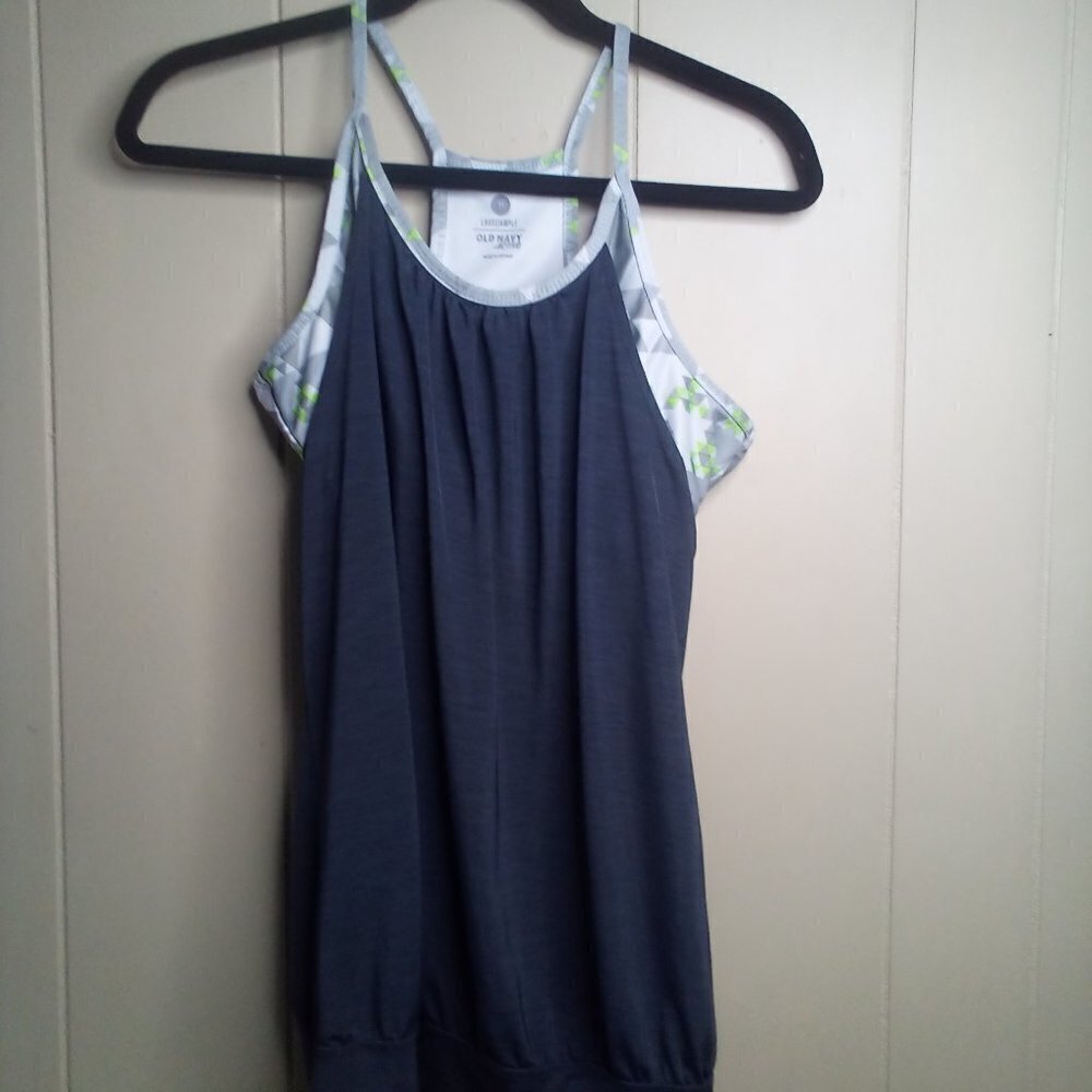 Old Navy Active Tank Top M Loose Racer Back Gray Green